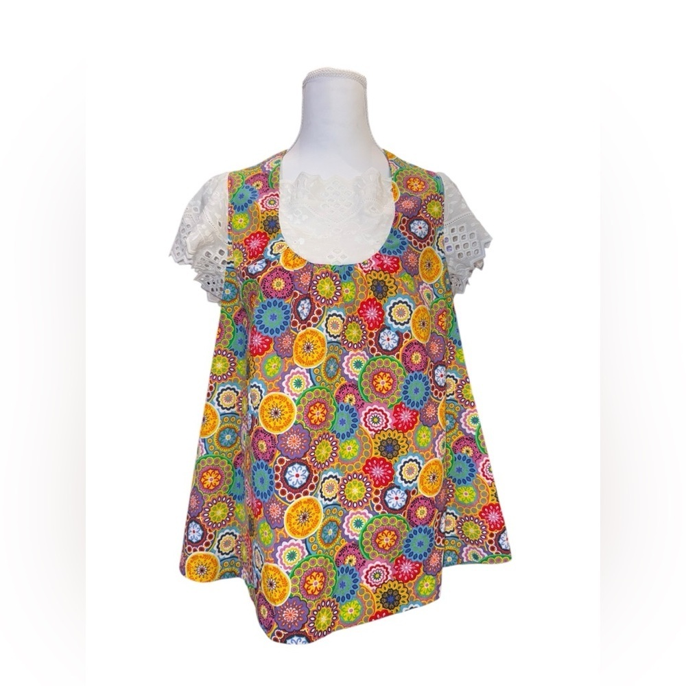 Handmade Women’s Floral 70’s Pattern Short Sleeve Blouse One Size